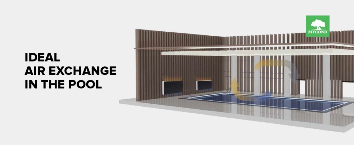 Energy-efficient pool dehumidifier with advanced air exchange.