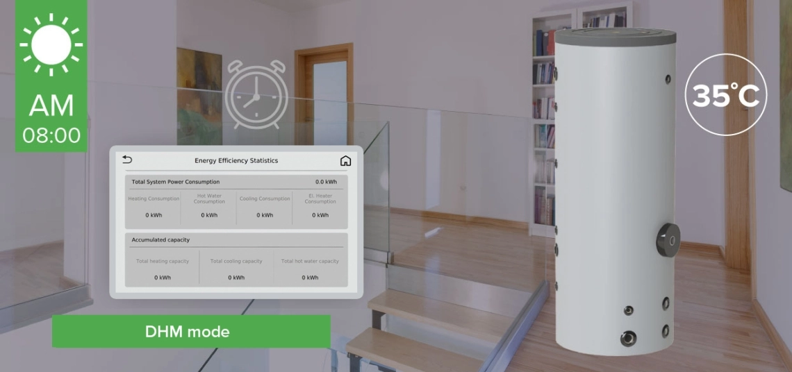 Modern split heat pump unit in a residential setting for efficient climate control.