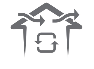 Diagram displaying air flow controls and energy recovery efficiency.