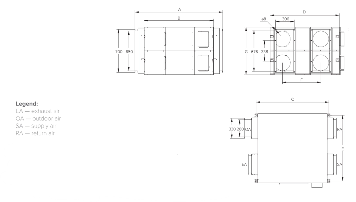 Energy recovery ventilator for efficient air exchange in buildings.