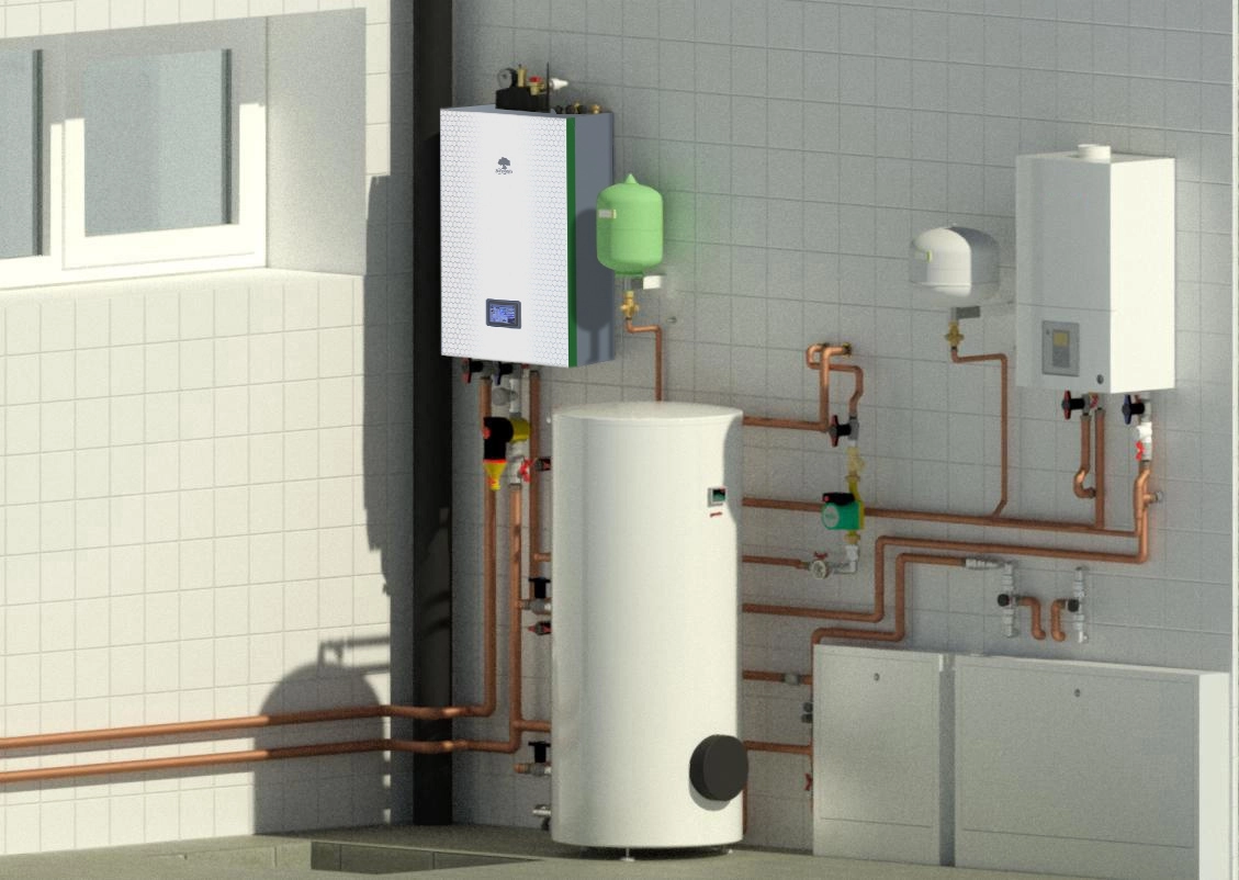 Split heat pump unit for efficient energy use.
