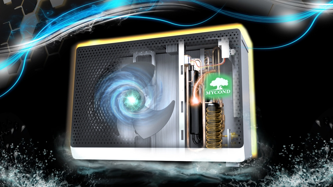 Touch screen interface for BeeSmart heat pump control.